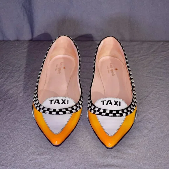 Kate Spade Gogo Taxi Flats Size 8.5 & Matching Taxi Stud Earrings Set - Picture 3 of 7